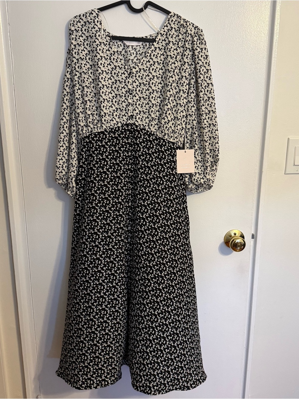 NWT Lauren Conrad Black & White Midi Dress PXL